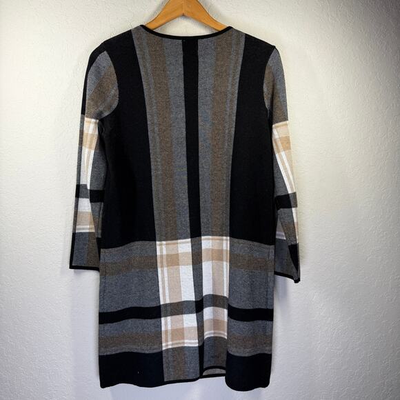 Women's Anne Klein Black, Brown and White Sweater Cardigan Size Medium - Picture 5 of 6